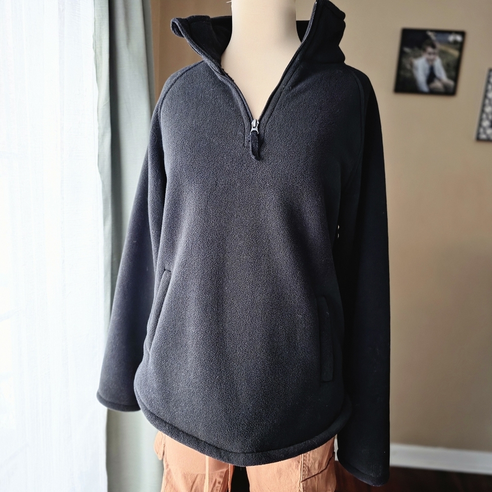 Jach's Girlfriend Black 1/4 Zip Fleece Pullover Jacket, Size S